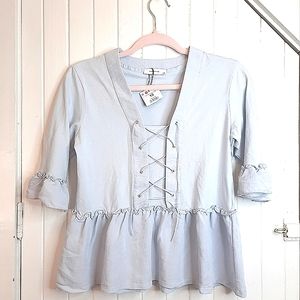 RESERVED Lace-Up, 3/4 Bell Sleeve Top